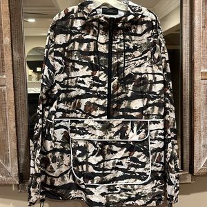 Camo Anorak Hoodie Lightweight Windbreaker Pullover Mens Large Hunting Outdoor